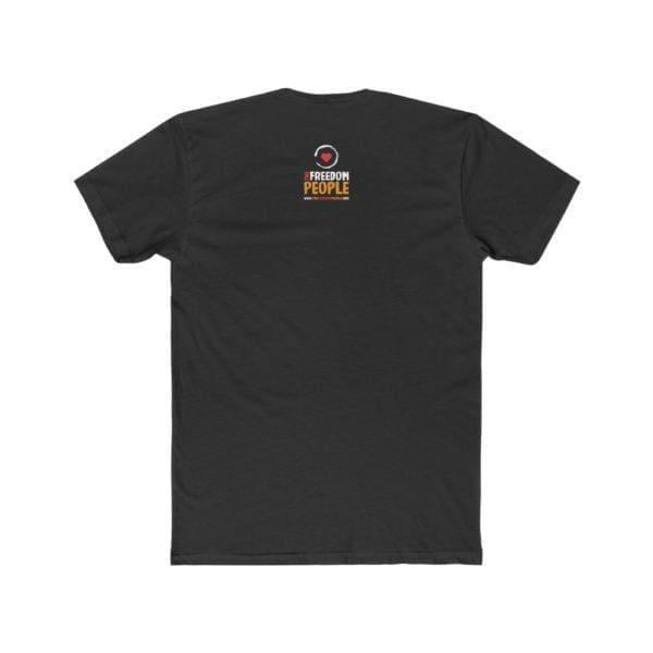 Black shirt with freedom people logo on it