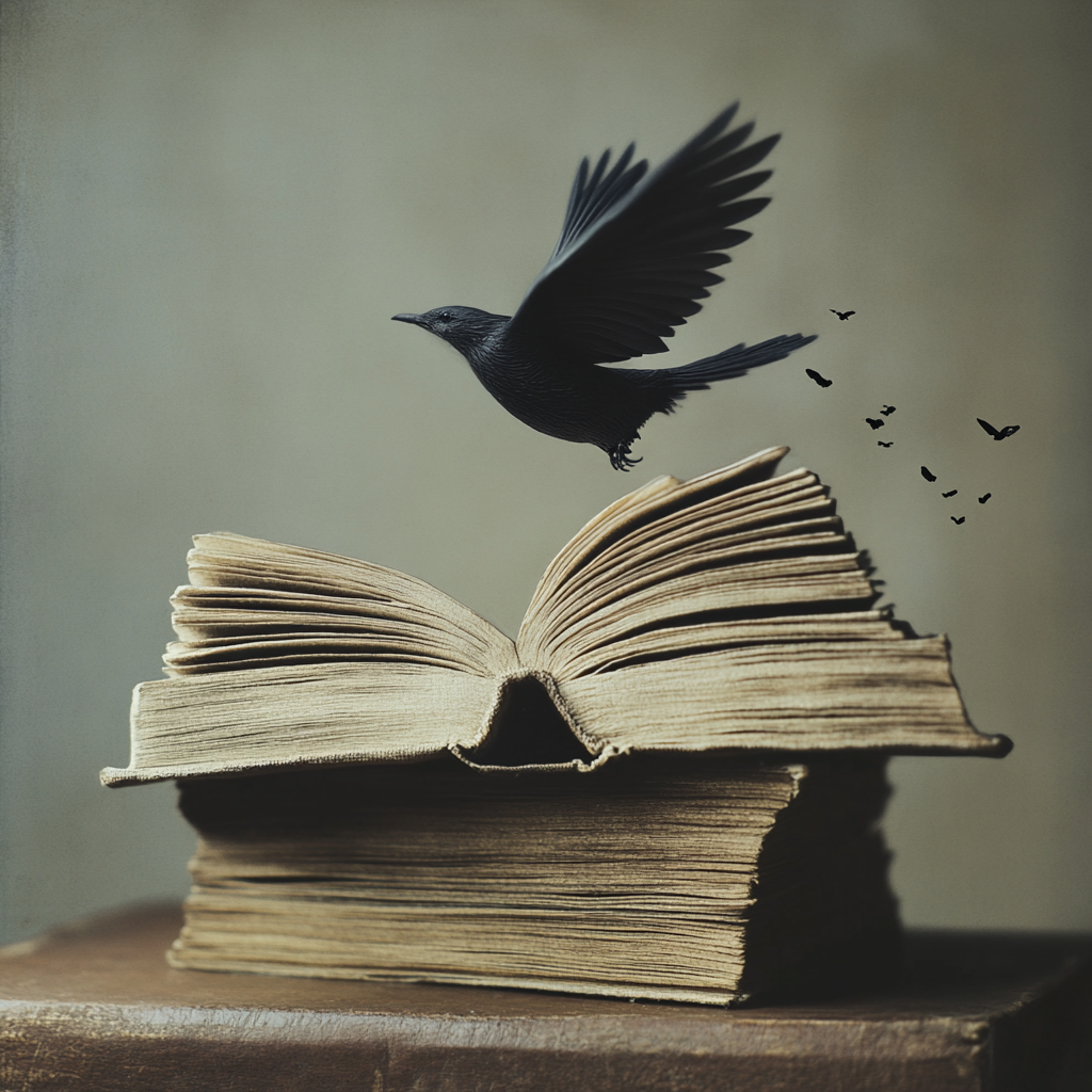 A book transforming into a bird, symbolizing education as a path to freedom.