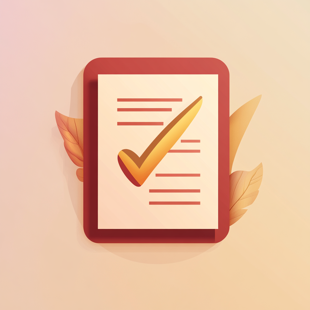 A document with a golden checkmark and soft leaves in the background, symbolizing validation, security, and growth through legal clarity.