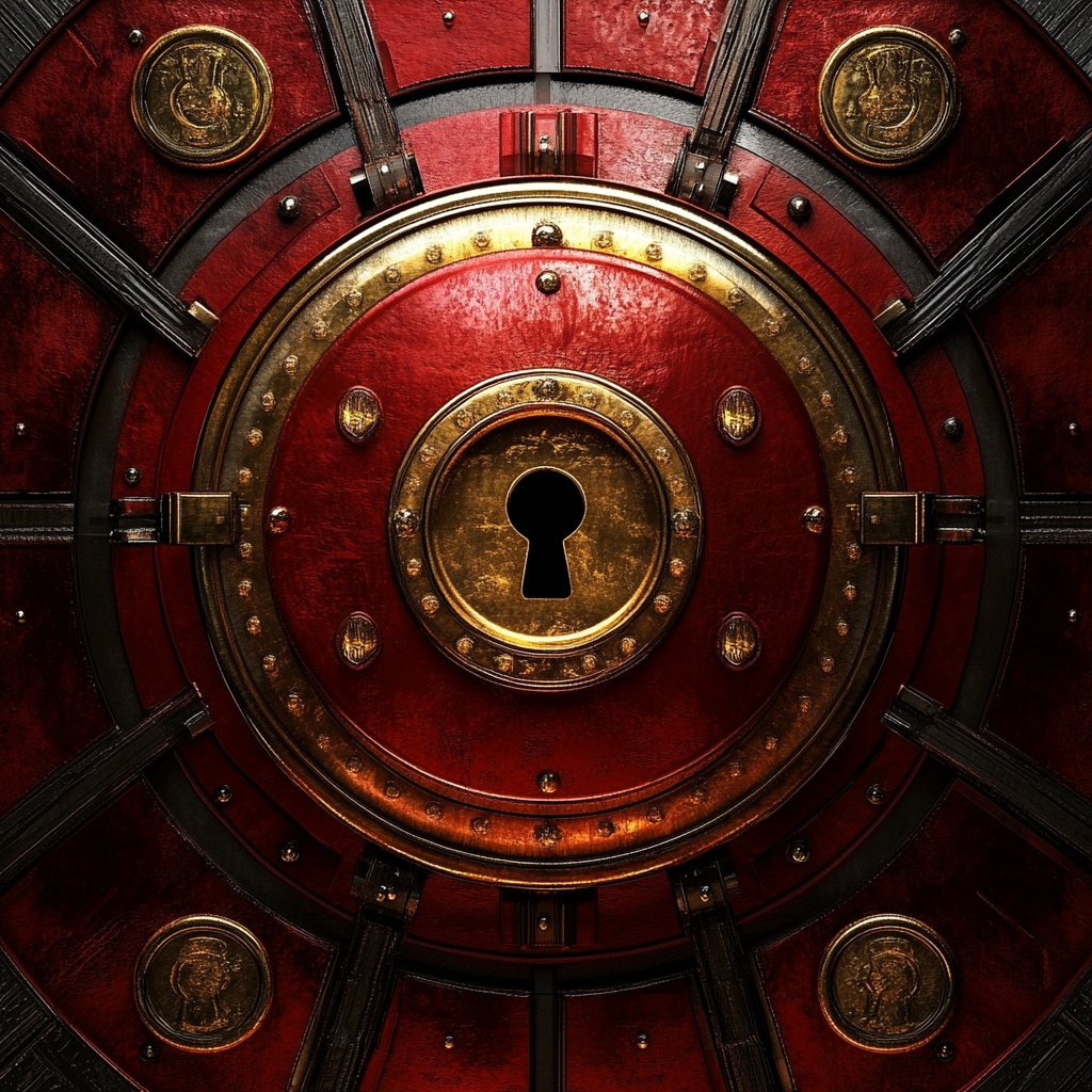 A secure, red vault with a gold keyhole, symbolizing asset protection and financial security through trusts.