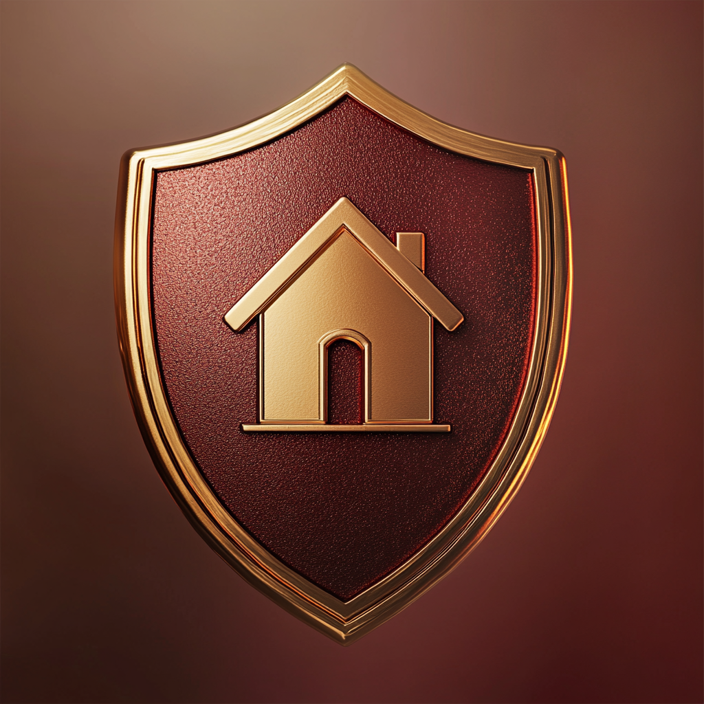 A red and gold shield featuring a house icon, symbolizing the protection of personal assets and legal sovereignty.