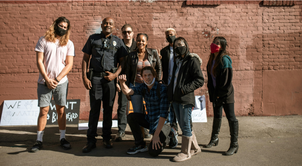 People gathering peacefully for a protest