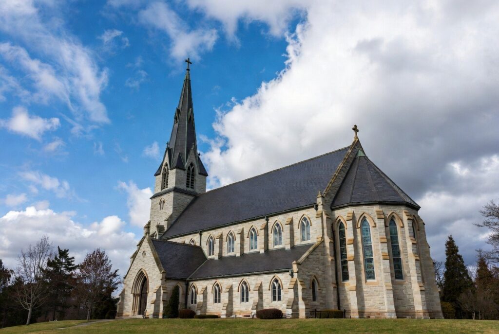 Exterior view of a historic church building.