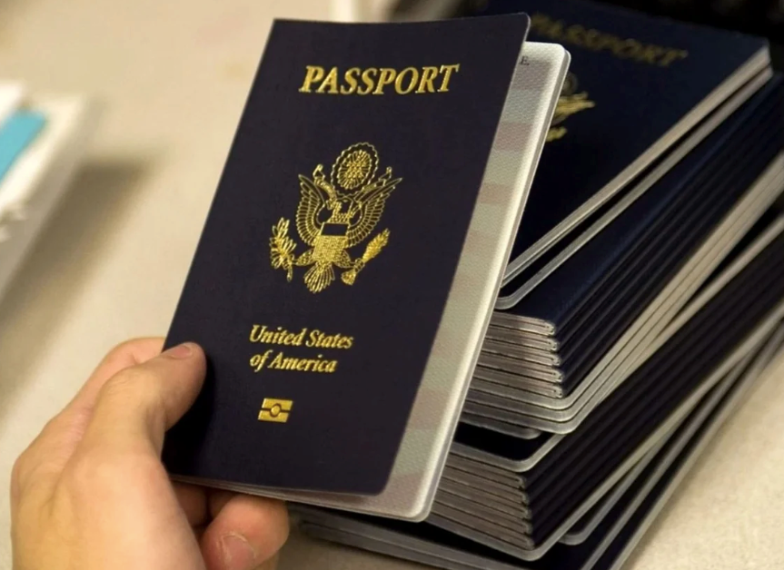 A person being issued their American passport.
